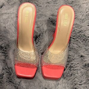 Miss Lola Vibrant pink  Crystal Heels 8.5